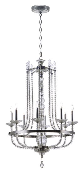 Picture of Paris 8-Light Chandelier PN Clear Glass CA Incandescent (OA HT 54.25"-92.5") (CAN 6"x6"x1.75")36" Chain