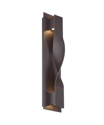 Mostrar detalles para 16w 260lm 30k 20" Twist Bronze Dimmable WW LED Exterior Wall Sconce Imagen de 16w 260lm 30k 20" Twist Bronze Dimmable WW LED Exterior Wall Sconce