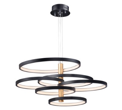Mostrar detalles para 114W 7980lm 45¼" 30k Hoopla 6-Light Black & Gold Steel/Aluminum/Acrylic WW LED Pendant Imagen de 114W 7980lm 45¼" 30k Hoopla 6-Light Black & Gold Steel/Aluminum/Acrylic WW LED Pendant