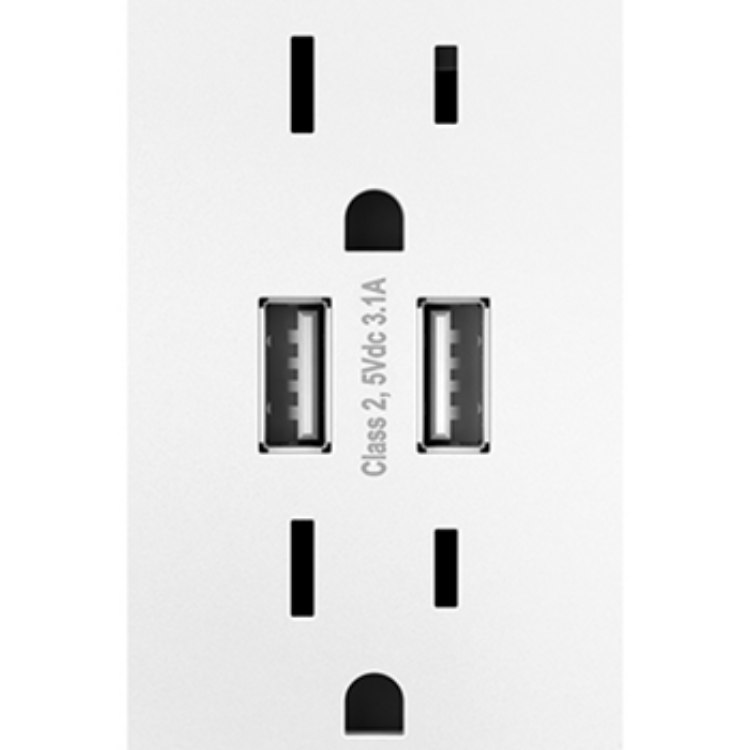 Foto para 15a adorne White Tamper Resistant USB Plus-Size Combo Duplex Outlet