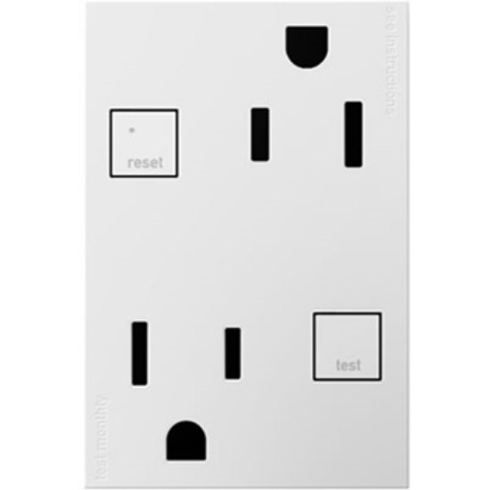 Picture of 15a adorne White Plus-Size Tamper Resistant GFCI Duplex Outlet