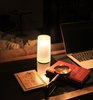 Foto para 1w 4½" 60lm 27k 13h Ice Round 100 UNO White Sand Blasted Pressed Glass 12V G4 SW LED Cordless Table Lamp