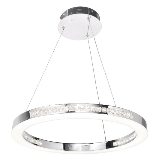 Foto para 43w Affluence SSL 80CRI LED Dry Location Chrome Clear Crystal Dimmable Led Ring Pendant