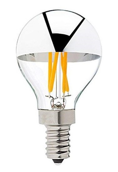 Picture of 4w 400lm 27k 120v E12 G14 (G45) (80x45 mm) Half Silver Filament Dimmable SW LED Light Bulb
