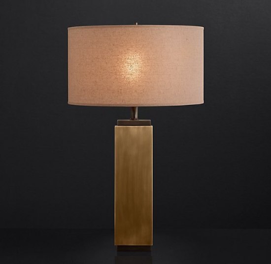 Foto para 100w 28¾" Square Column Vintage Brass/Bronze 1-Light E26 Table Lamp