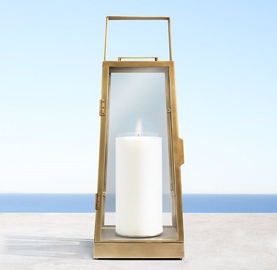 Foto para 30" Limoux Extra-Large Hurricane Glass Brass Candle Lantern