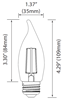 Picture of 5w ≅40w 325lm 22k 120v E26 BA10 Filament Candle Dimmable SW LED Light Bulb