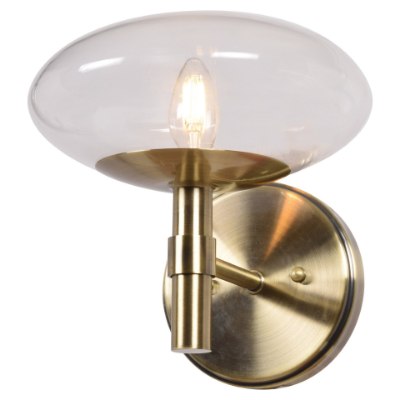 Show details for 4w 300lm 27k 9" Grand E12 B10 Replaceable LED Dry Location Brushed Steel Clear 1-Light Dimmable SW LED Wall Sconce Picture of 4w 300lm 27k 9" Grand E12 B10 Replaceable LED Dry Location Brushed Steel Clear 1-Light Dimmable SW LED Wall Sconce