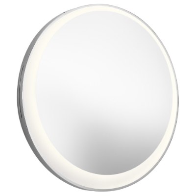 Mostrar detalles para 30" Round Off-Center Frosted Face and White Acrylic Sides Integrated WW LED Mirror Imagen de 30" Round Off-Center Frosted Face and White Acrylic Sides Integrated WW LED Mirror