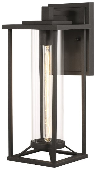 Picture of 60w 17¼" Trescott Black/Clear 1-Light E26/T10 Outdoor Wall Mount