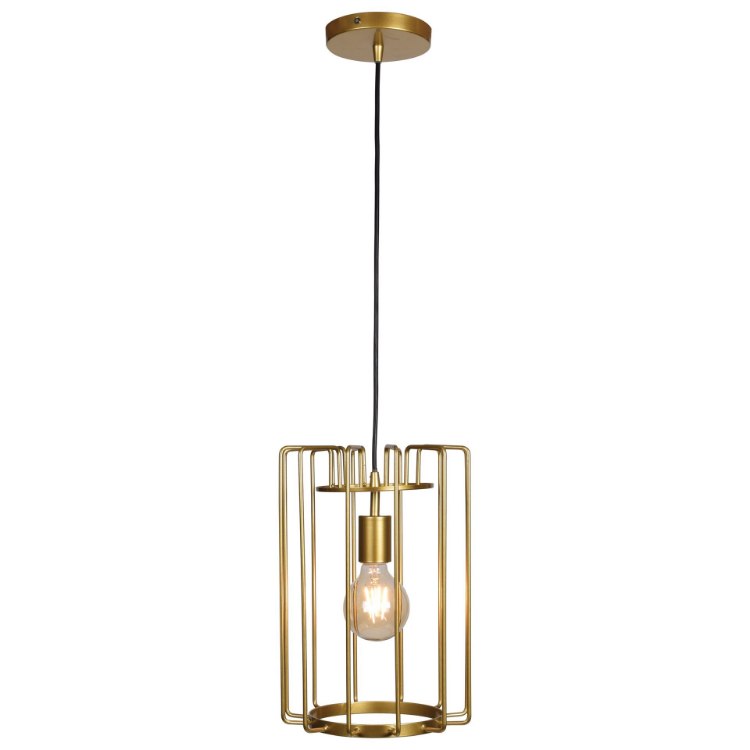 Foto para 7w 800lm 27k 14¼" Wired Gold 1-Light Vertical Cage E26 G25 Filament SW LED Pendant