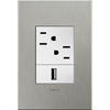 Picture of adorne Cast Metals Brushed Stainless Steel 1-Gang+ 3 Module Wall Plate