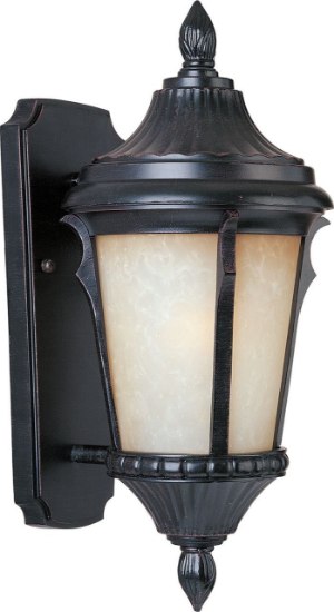 Picture of 9w 455lm 30k 7x16" Odessa Cast 1-Light Espresso Latte Glass WW LED Outdoor Wall Lantern