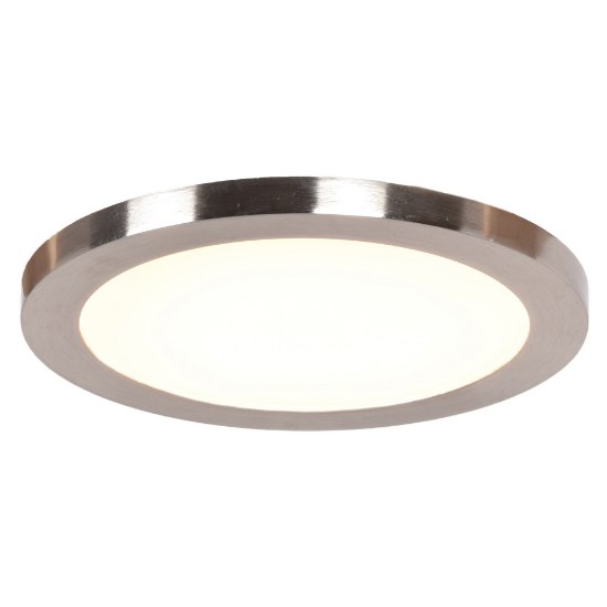 Foto para 15w 1100lm 30k 120v 9½" Disc Brushed Steel Acrylic SSL Dedicated LED Damp Location White Dimmable Round WW LED Flush Mount