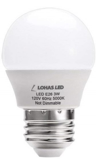 Picture of 3w ≅25w 250lm 50k 120v E26 G14/G16 Globe for Vanity MIrror, Table Lamp, Celing Fan Non-Dimmable CW LED Light Bulb