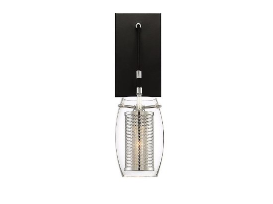 Picture of 60w 5" Dunbar Matte Black with Polished Chrome Accents 1-Light Wall Sconce