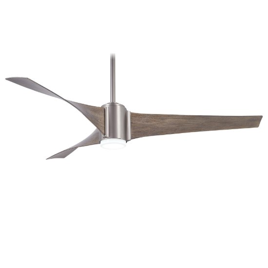 Foto para 65w 60" Triple Brushed Steel with Urban Light Oak Blades Ceiling Fan