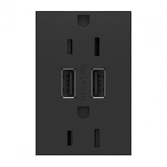 Picture of 15a adorne Graphite Tamper Resistant USB Plus-Size Combo Duplex Outlet