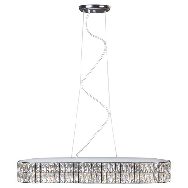 Picture of 30w 33" 2700lm Magari Dimmable SSL Dedicated LED Damp Location Mirrored Stainless Steel Crystal Linear Pendant