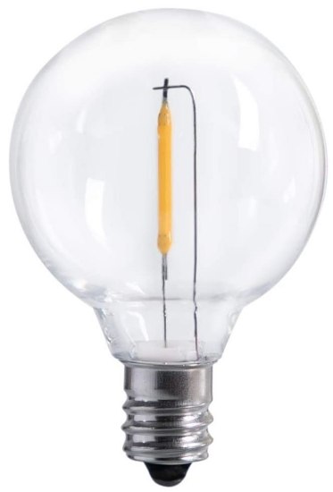 Picture of 1w ≅5w 40lm 22k Clear Globe Candelabra 120v E12 C7 G12.5 (G40) Shatterproof Filament Dimmable SW LED Light Bulb
