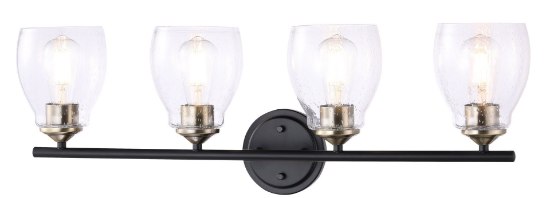 Foto para 30" Winsley Coal And Stained Brass 4-Light E-26 Wall Bath Light