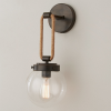 Picture of 17¾" Coastal Cottage Rope Globe Distressed Warm Bronze E26 Dimmable Sconce