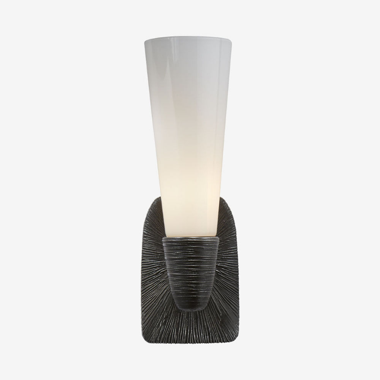 Foto para 14" Utopia Aged Iron White Glass 1-Light E26 B11 Bath Sconce