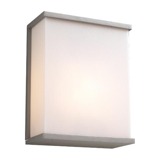Picture of 10" 60W Pinero Silver A-19 1-Light Dimmable Opal Acrylic Lens Exterior Wall Light