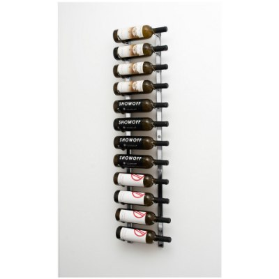 Show details for 4' W Series Brushed Nickel 12 Bottle 1-Deep Label-Forward Metal Wall Mounted Wine Rack Picture of 4' W Series Brushed Nickel 12 Bottle 1-Deep Label-Forward Metal Wall Mounted Wine Rack