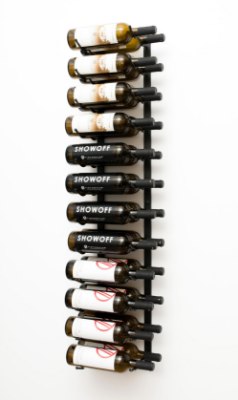 Show details for 4' W Series Matte Black 24 Bottle 2-Deep Label-Forward Metal Wall Mounted Wine Rack Picture of 4' W Series Matte Black 24 Bottle 2-Deep Label-Forward Metal Wall Mounted Wine Rack