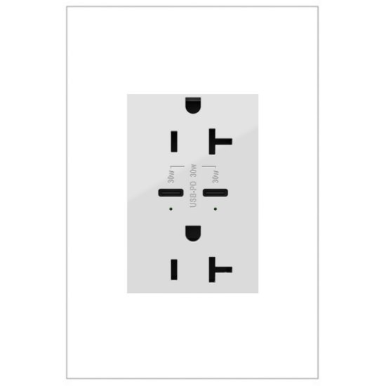 Picture of 20a adorne White Tamper-Resistant Ultra-Fast Plus-Size USB Type-C/C Combo Duplex Outlet