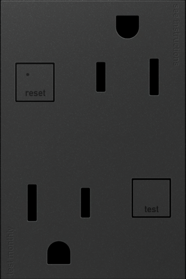 Picture of 15a adorne Graphite Plus-Size Tamper Resistant GFCI Duplex Outlet